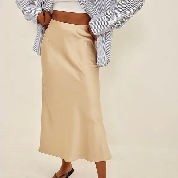 Na-Kd | Skirts | Nakd Satin Midi Skirt In Beige | Poshmark